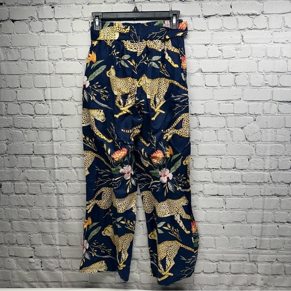Las sureñas Floral Leopard Print Wide-Leg Pants size S stretch waist - Picture 2 of 9